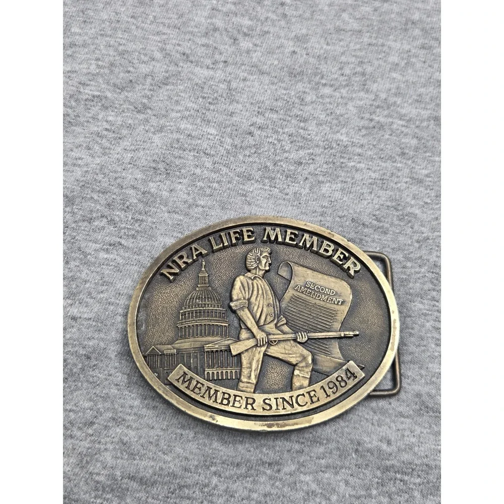 Vintage 1984 NRA Lifetime Member Bronze Belt Buckle Gun Rights Collectible